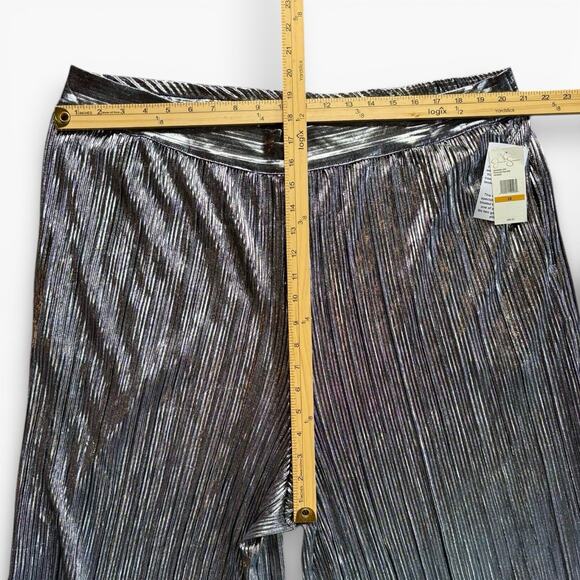 Jessica Simpson Adaeze Wide Leg Pants Women’s 3X Silver Metallic NWT $89 - Picture 6 of 9